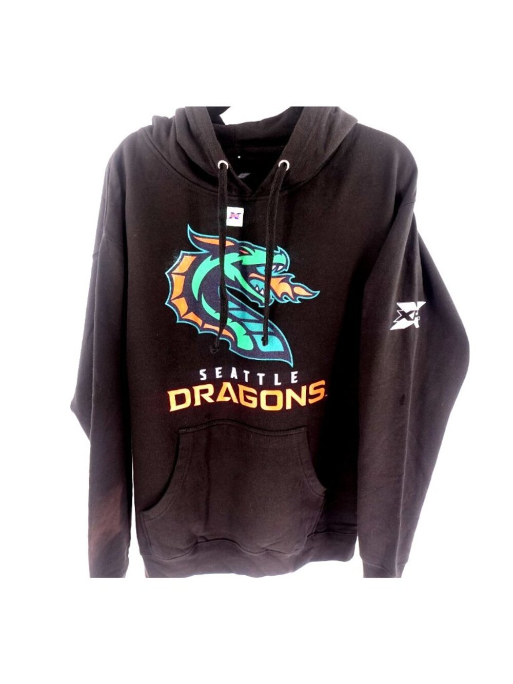 XFL Seattle Dragons Hoodie Mens LARGE Pullover Pouch Pocket Official Merchandise